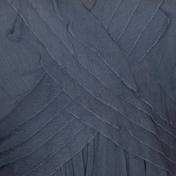 BCBGMAXAZRIA Navy Chiffon Pleated Flutter Sleeve Blouse | Women’s Size Medium - Picture 6 of 7